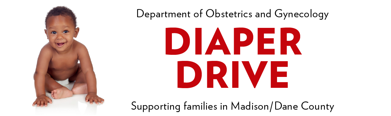 banner advertising the UW Ob-Gyn Department Diaper Drive